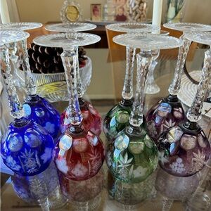 Vintage set of 8 stem glasses